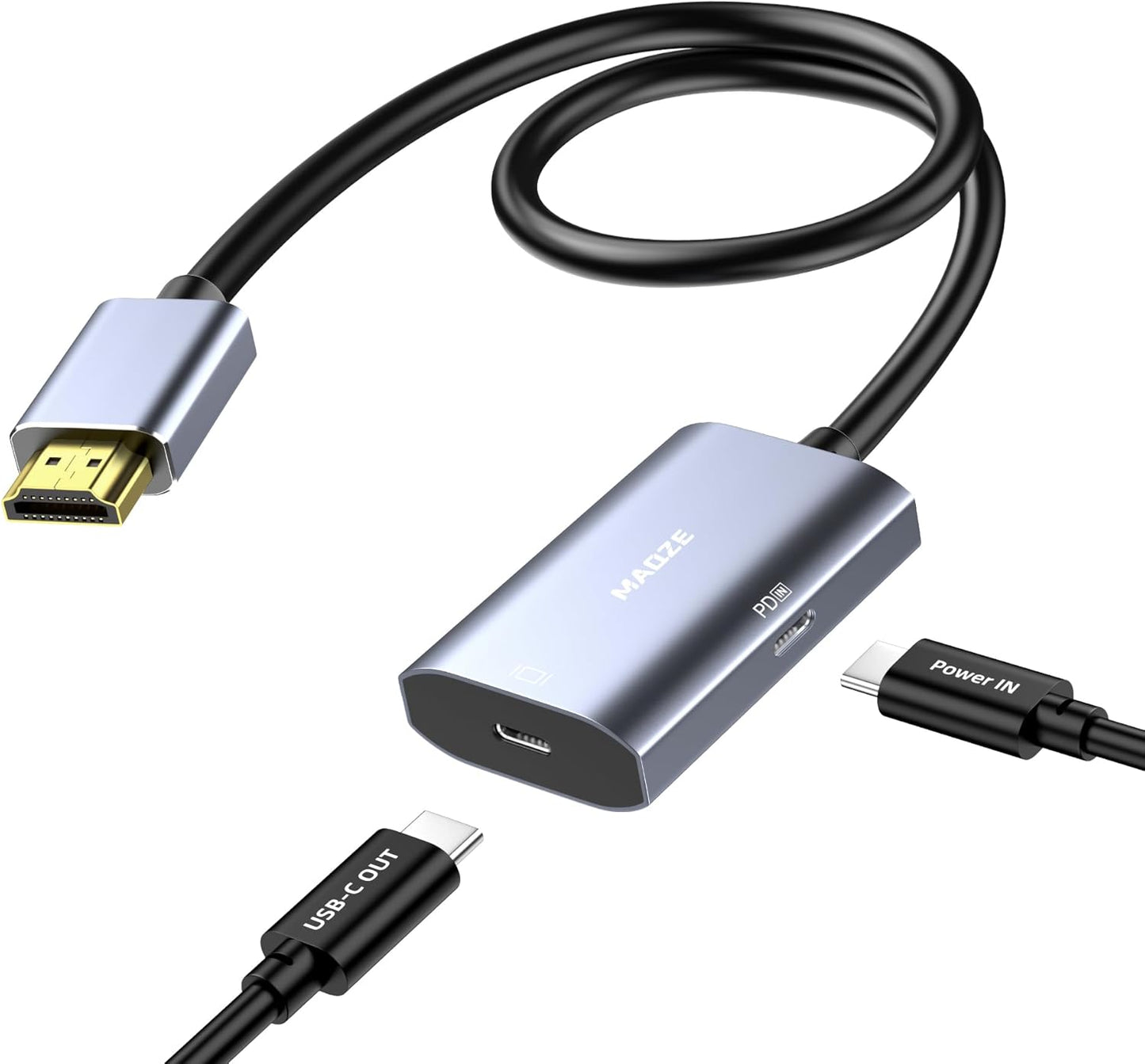 Maqze 8K@30Hz 2.1 4K@144Hz, 0.5m 65W PS5, HDMI to USB-C Adapter, Graphene Cable with PD Charging,HDMI Male to Type-C