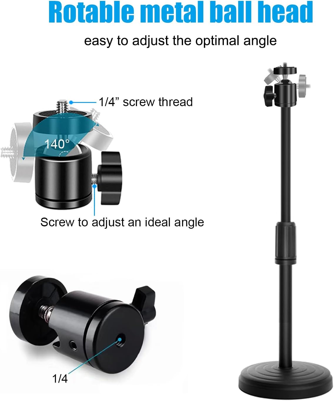 Khazylorr 18 Inch C920 C922 C925e C922x C930e C930 C615 Webcam Stand for Desk, Webcam Tripod Camera Stand with Phone