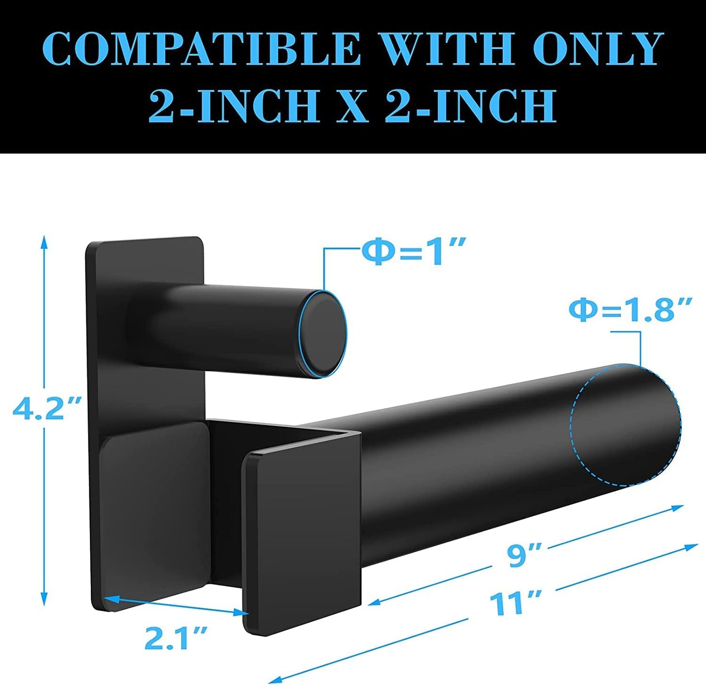 Balelinko Multi Grip Set of 2, Barbell Rack Holders Dip Grip Handles, Dip Bar Attachments for 2" x 2" Tube Power Cage, Bonus a Pair of 2" Spring Clip Collars Rings, Black