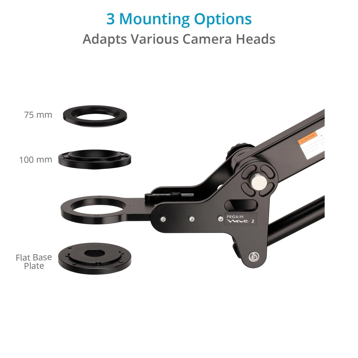 Proaim 7' Wave-2 Jib Crane for Camera, Gimbals & Pan Tilt Heads. for 75mm/100mm Fluid Heads. Payload up to 25kg / 55lb. Telescopic Design. 360° Panning Range (P-WV-2)
