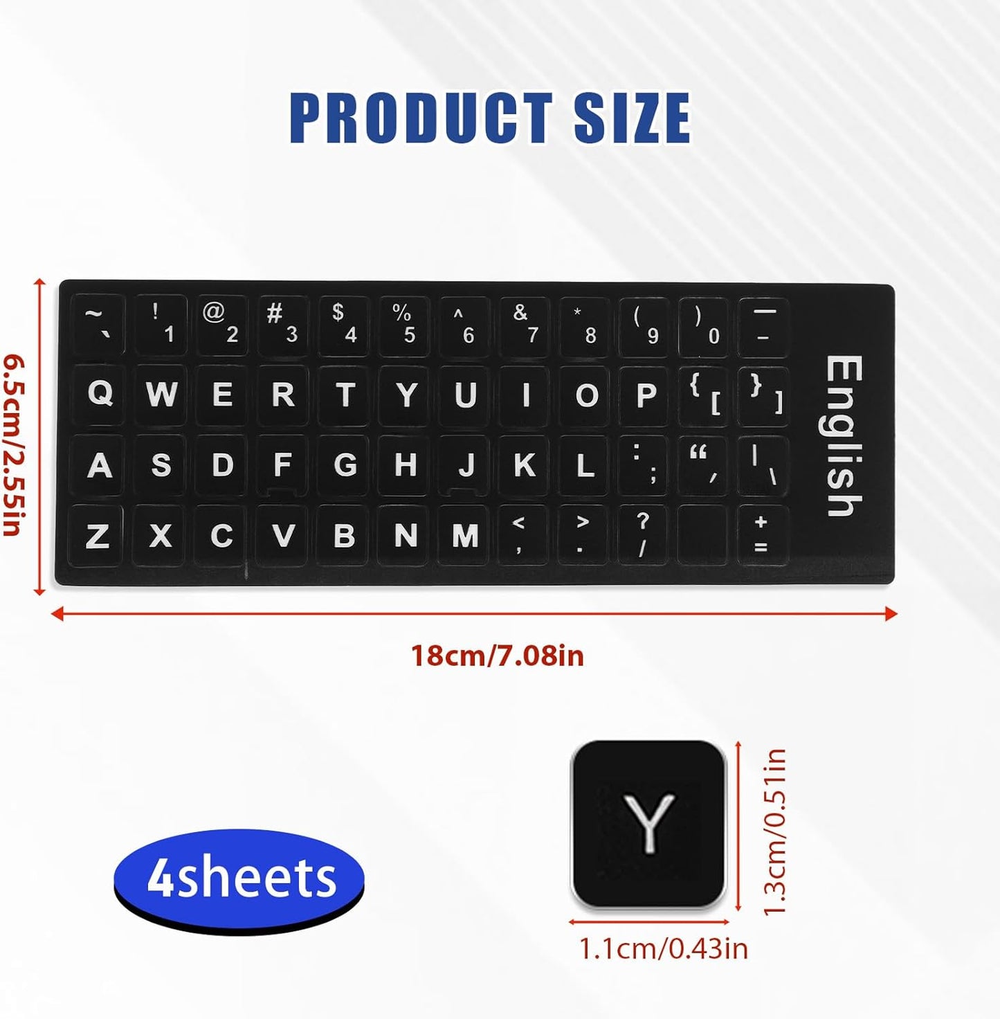 Mozeat Lens 4 Keyboard Letter Stickers, Pcs Universal English Laptop Keyboard Stickers Replacement with Matte Black