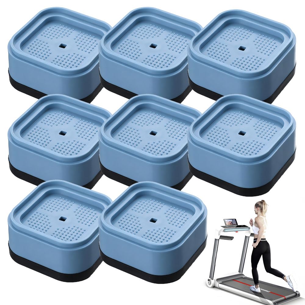 MouMouPurr 8Pcs Blue Treadmill Incline Riser Blocks, Stackable Height Adjustable Walking Pad Attachment, Non-Slip Upgrade Ramp for Home Gym Leveling & Uphill Workout, Durable Treadmill Accessories
