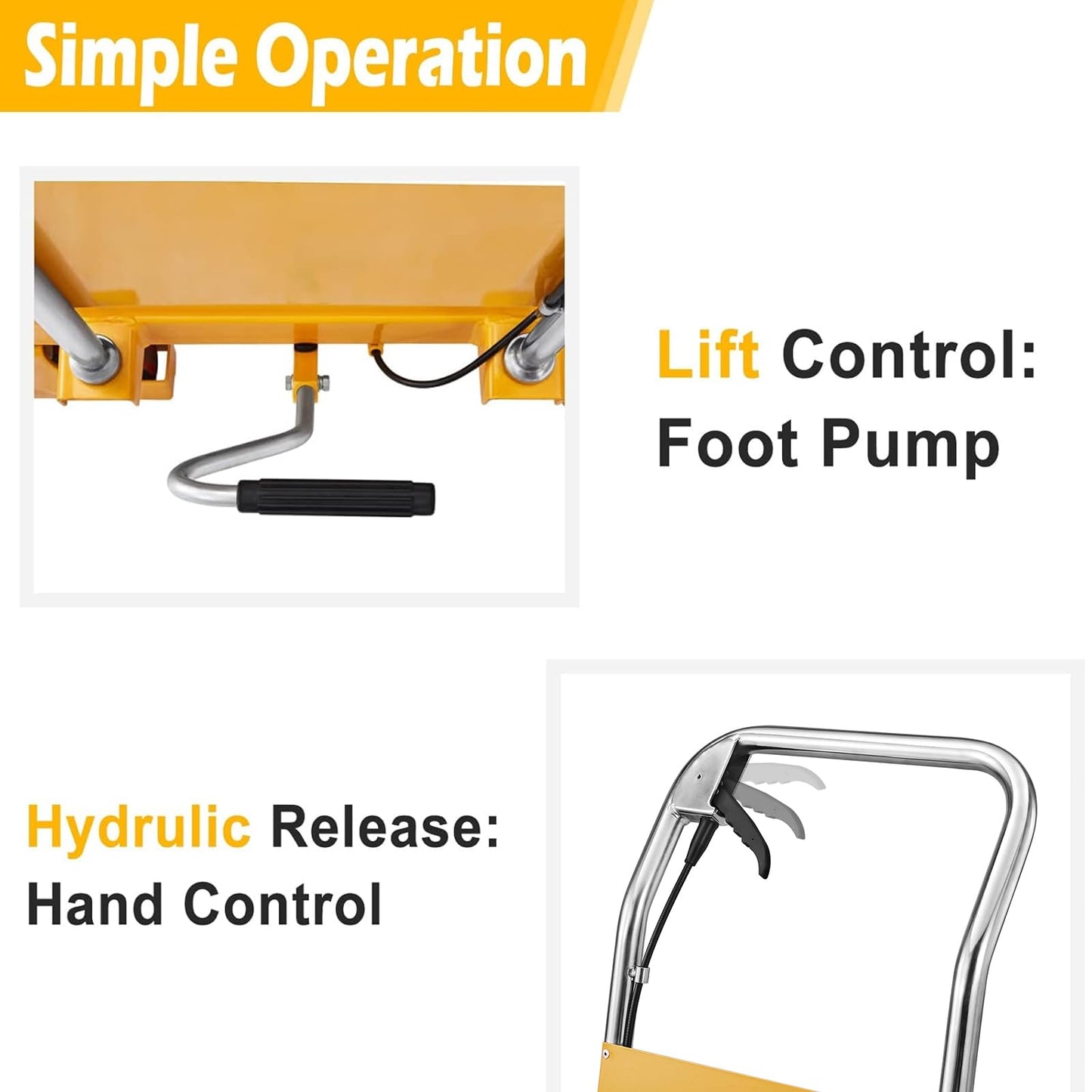 APOLLO Lift Table Cart Manual Double Scissor Lift Table Hydraulic Cart Platform Cart 1760lbs Capacity 59" Lifting Height