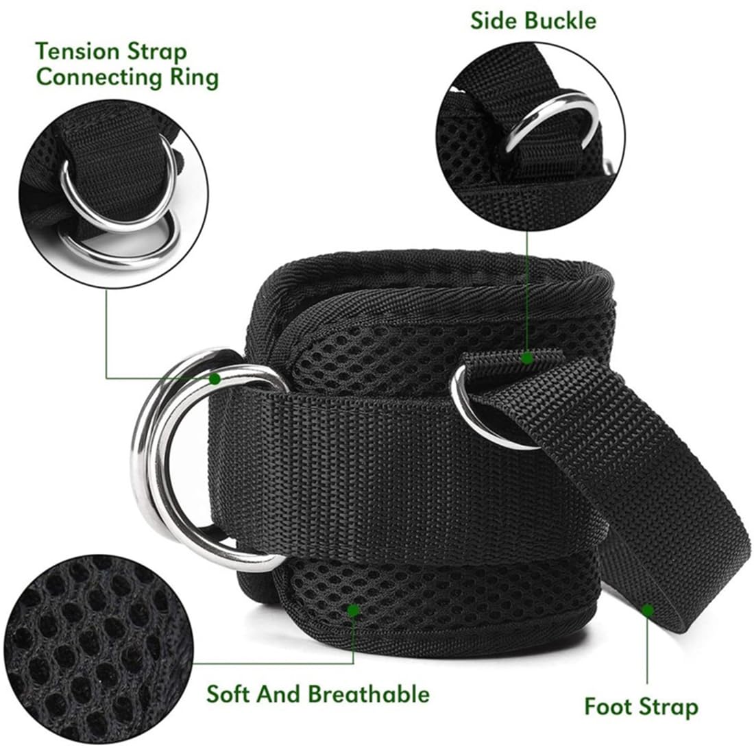 EastyGold Ankle Straps Ankle Bands Wrist Cuffs Padded Straps Adjustable Fitness Glute Kickback D-Ring for Cable Machine with Extra Foot Heel Belts 1 Pair