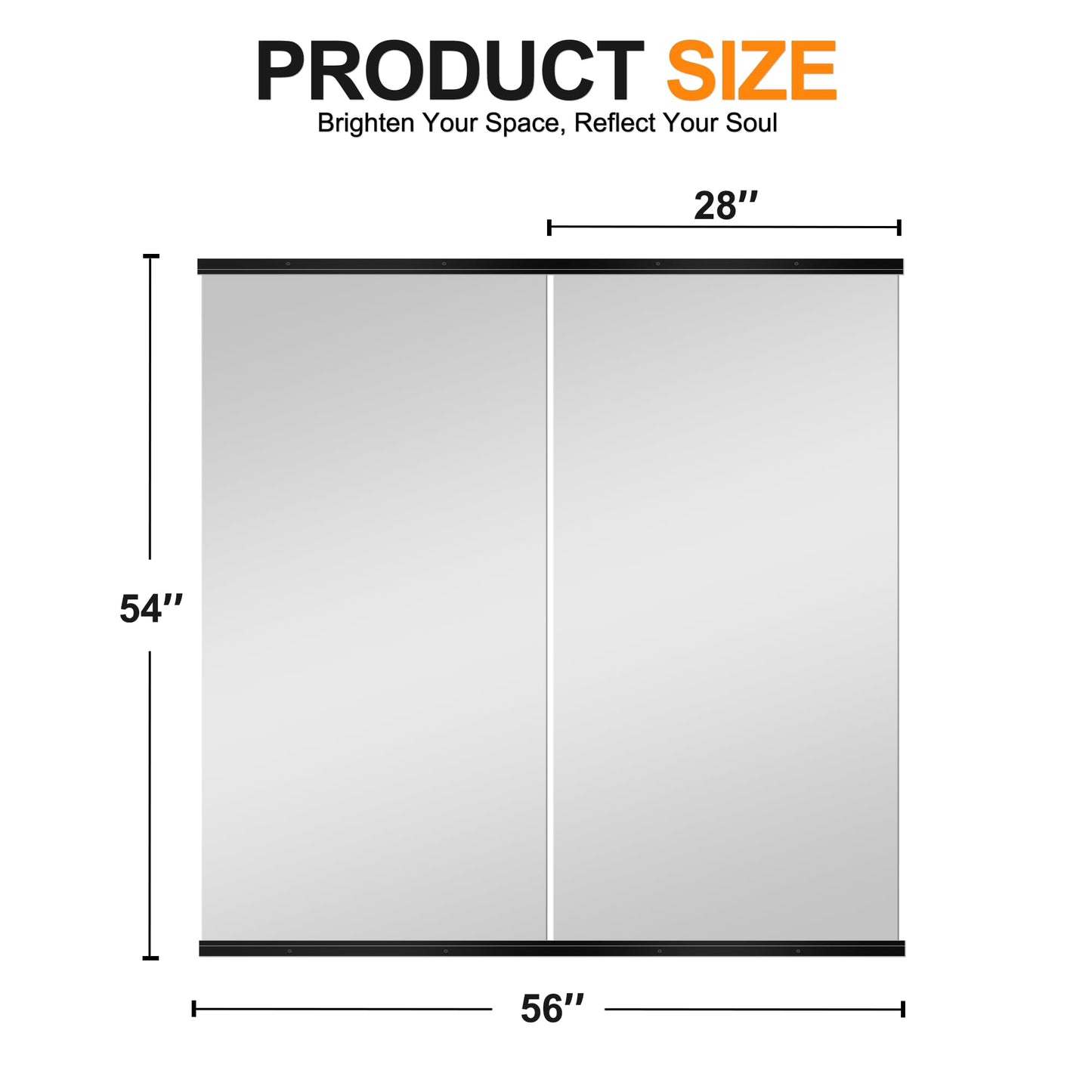Delma Home Gym Mirror, 54''x28''x2PCS Black Wall Mounted Large Frameless Tempered Glass Wall Mirror for Home Gym, Garage, Bedroom, Bathroom