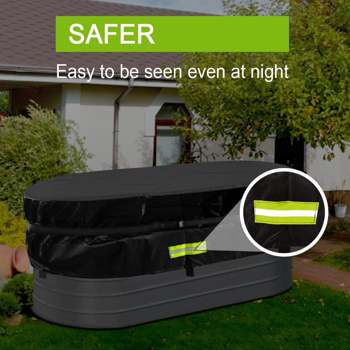 Gecic Horse Trough Cold Plunge Tub Cover, 2 x 2 x 4'' Stock Tank Cover for Horse Trough 4Ft Insulated Cold Plunge Ice Bath Tub Livestock Covers Stock Tank Pool Liner Hot Tub Kit Water Proof Oval