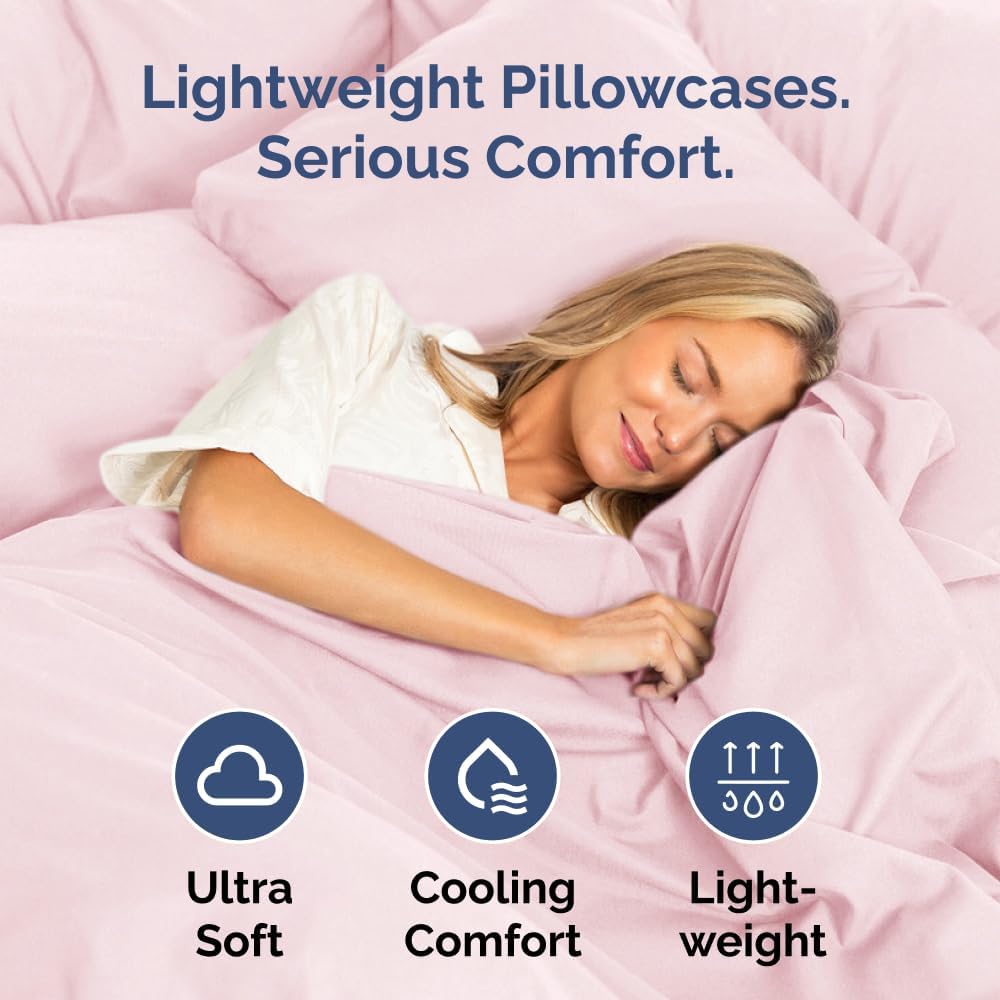 Skiennix Queen Pillow Cases Set of 2 | Ultra Soft Hotel Quality, Wrinkle-Free & Fade Resistant - Lavender Pink