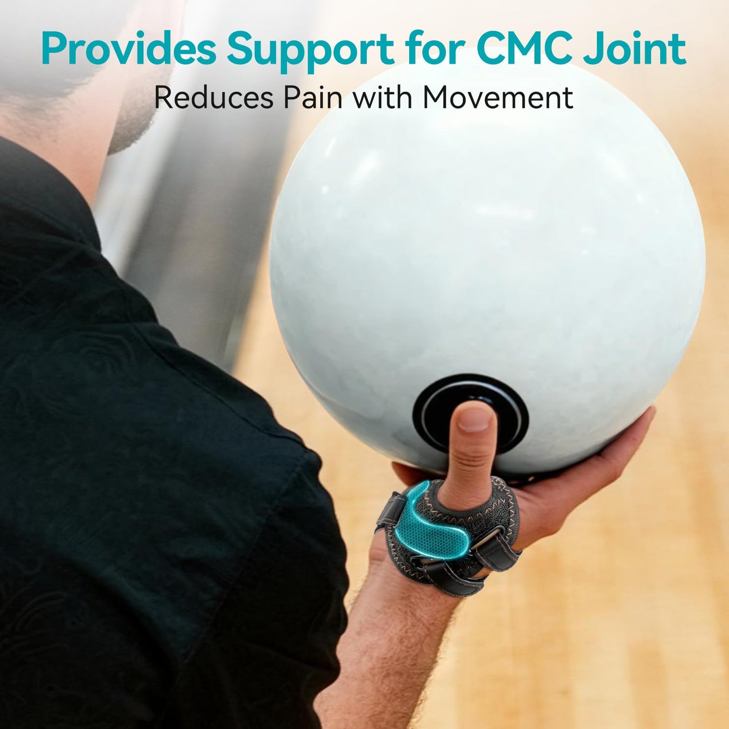 FORTEMOTUS Thumb Brace Right Hand - CMC Thumb Arthritis Support Comfortable Nylon Brace with Thumb Splint for Mild CMC Joint Pain Relief for Osteoarthritis, Tendonitis, Unisex, Black, Medium