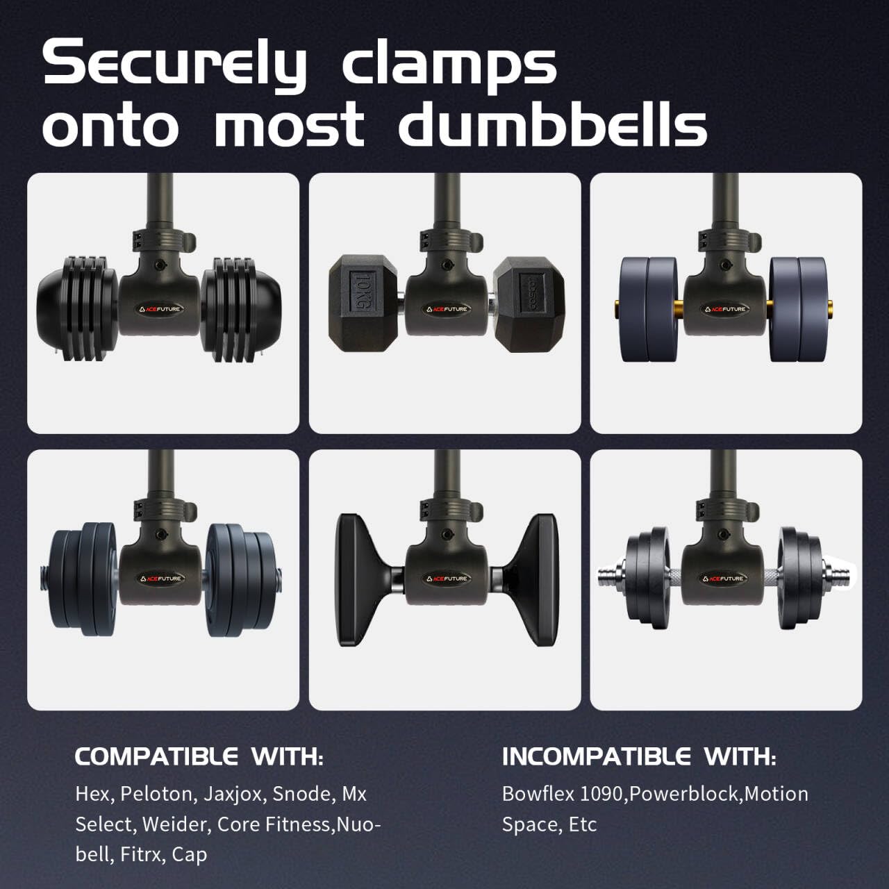 Acefuture Hyperbell Dumbbell Converter - Convert Dumbbells to Barbell Set and Kettlebell for Home Fitness - Adjustable & Up to 200 lb Capacity Weight Barbell for Weight Lifting (Barbell Converter)