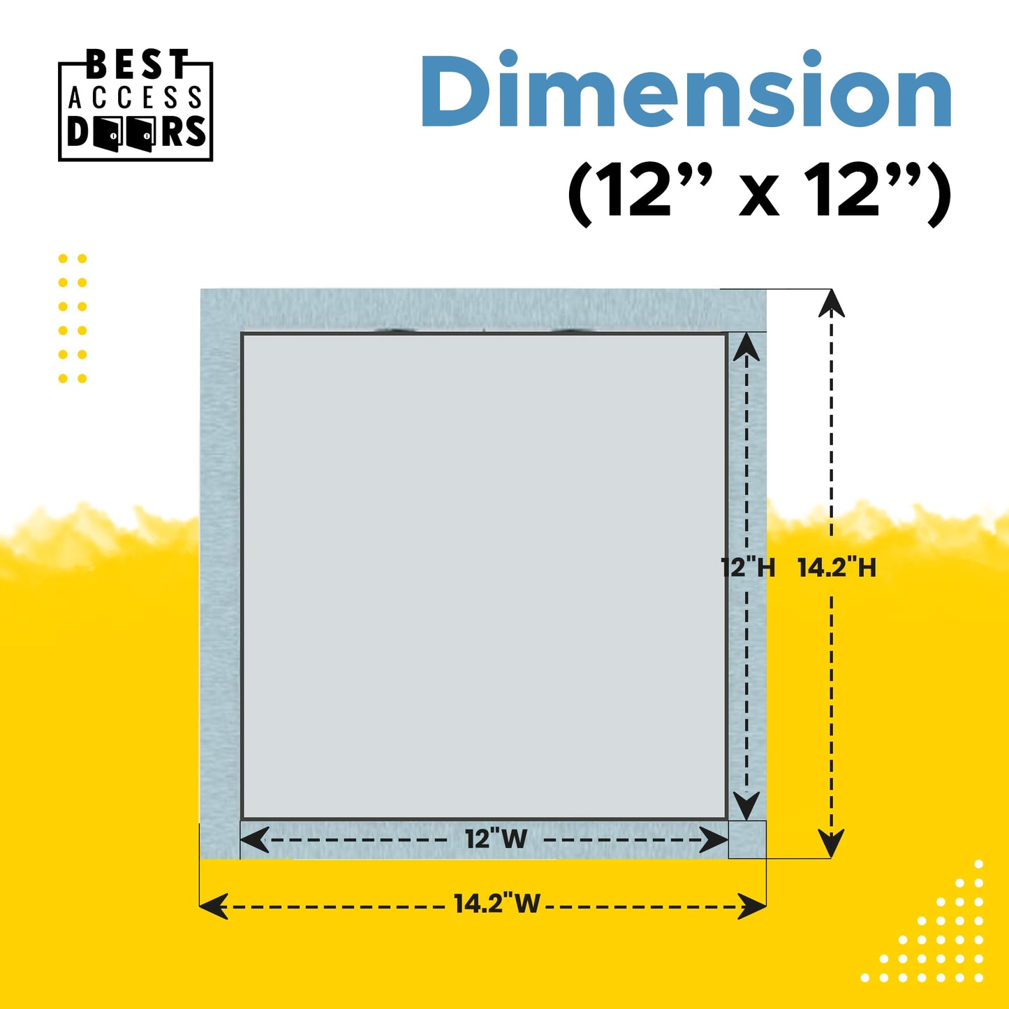Best 12” x 12” Drywall Inlay Access Panel with Fully Detachable Hatch, 5/8” Inlayed Drywall with Touch Latches, Invisa Hatch™ Access Door with Open Pin Hinge, Welded Mill Finish, BA-IVH