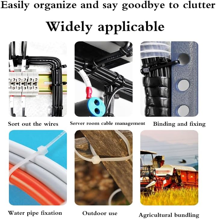 Generic 100 11 pieces of nylon zip ties, double-sided toothed, with a tensile strength of pounds, adjustable