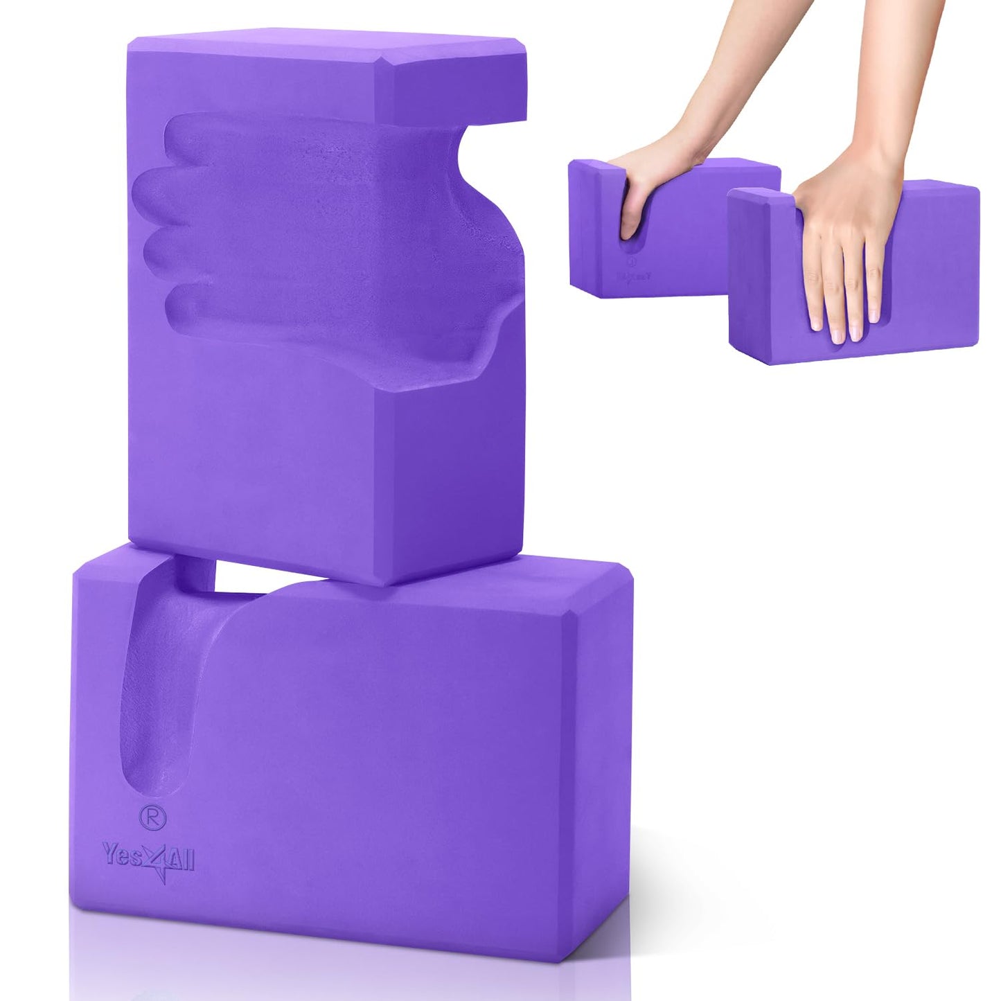 Yes4All Yoga Blocks 2 Pack Push Up Blocks Accessories, Comfort Wrist Support Equipment for Women Men Beginners, EVA Foam Brick for Grip Strength Balance Fitness and Exercise
