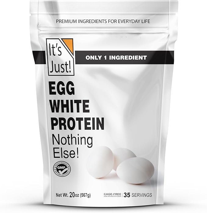 It's Just! - Egg White Protein Powder, Dried Egg Whites Protein, Meringue Ingredient, Non-GMO, USA Farms (Unflavored, 20oz)