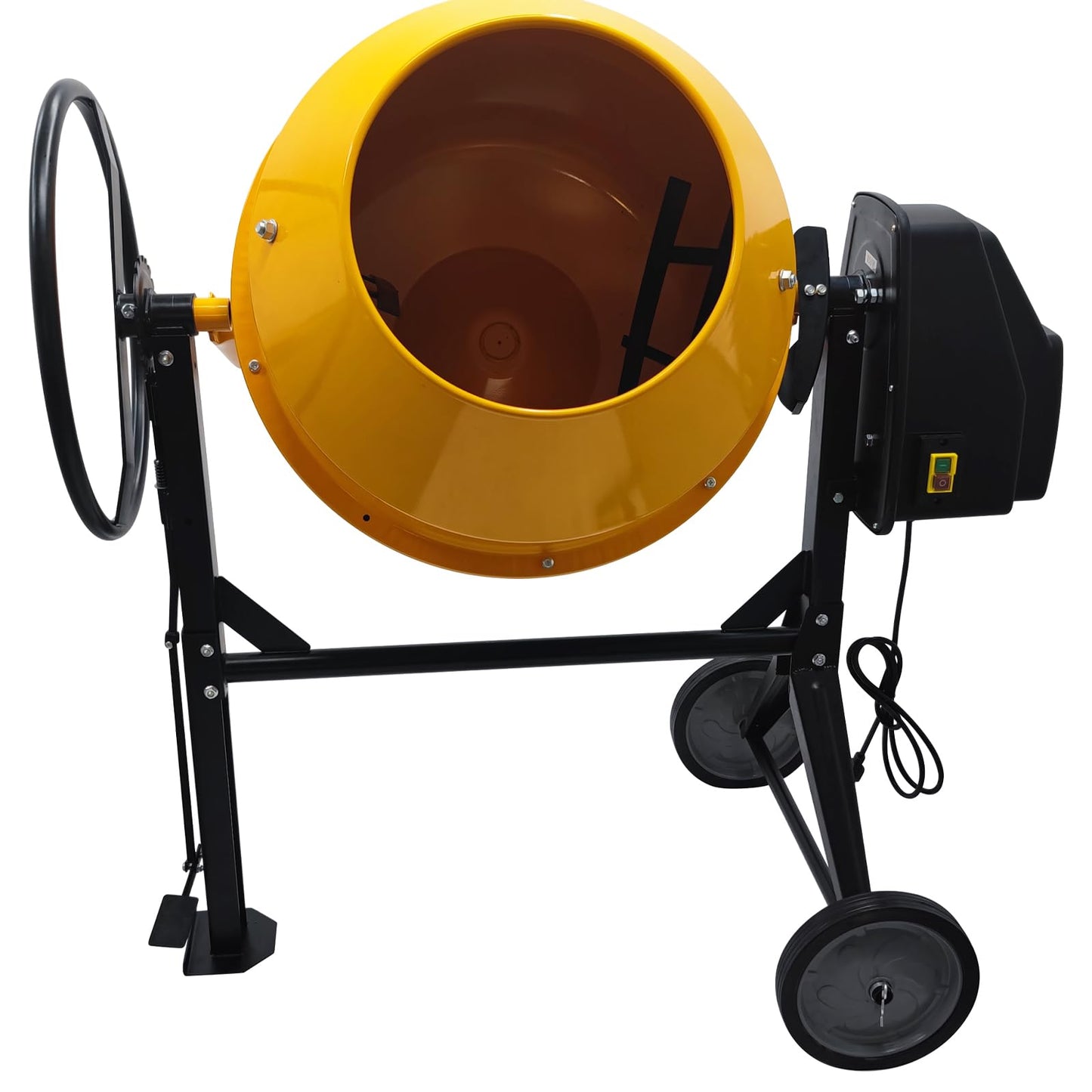 HayWHNKN 8.48 Cu.Ft Electric Concrete Mixer 360° Rotation Portable Concrete Cement Mixer with Wheels 1000W Steel Drum