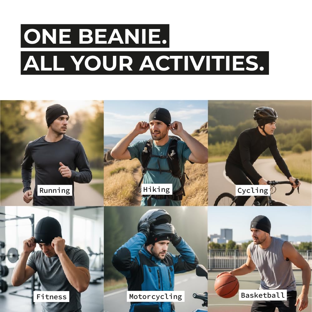 Helmet Liner Sweat Wicking Skull Cap Beanie. Ultimate Performance Moisture Wicking. Fits Under Helmets American Black