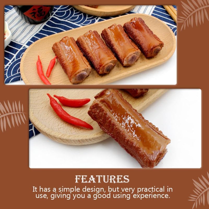 3 Housoutil Simulation Braised Pork Chops Food Model Pieces Realistic Fake Ribs Props for Home Kitchen Decoration
