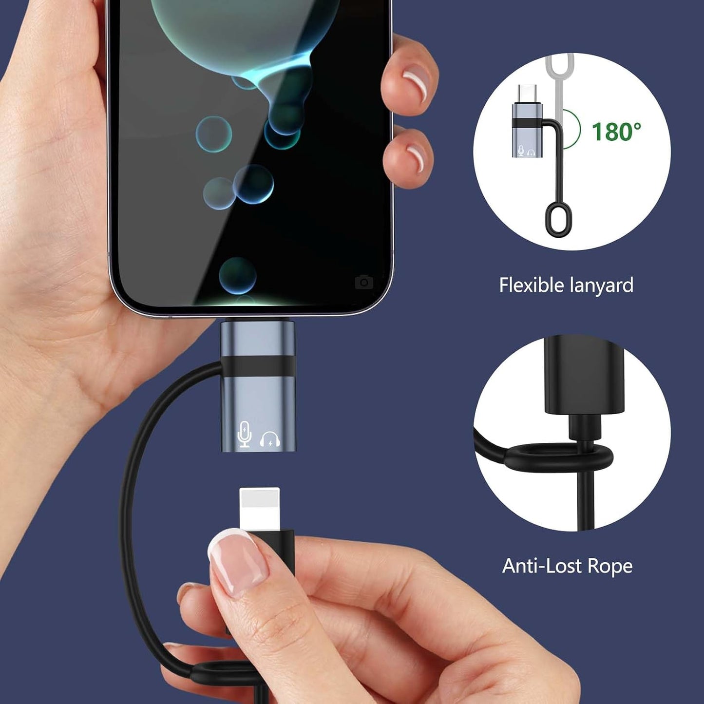 Liaoan 16 15 USB C to Li-ghtni-ng Audio Adapter Support Line Control, USB C Male to Female Li-ghtni-ng Headphone