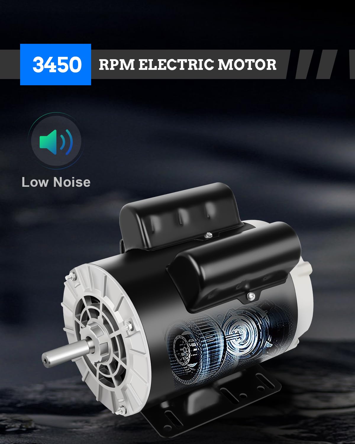 2HP Electric Motor, General Motor Single Phase, 5/8" Shaft Diameter CW/CCW, ODP Air Compressor Motor, 60HZ, 3450RPM, 115/230V