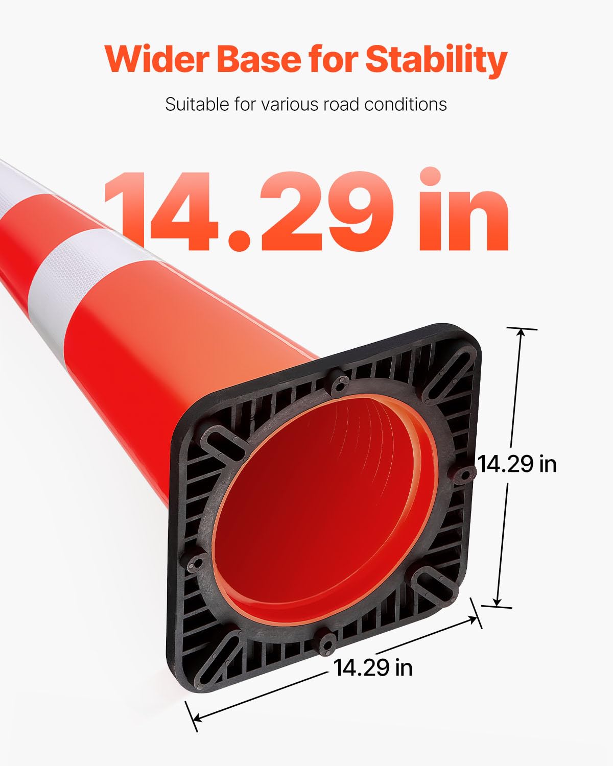 VEVOR Safety Cones, 6 Pack 36" Traffic Cones, PVC Orange Construction Cones with Reflective Collars and Black Weighted Base, for Traffic Control, Driveway Road Parking and School Improvement