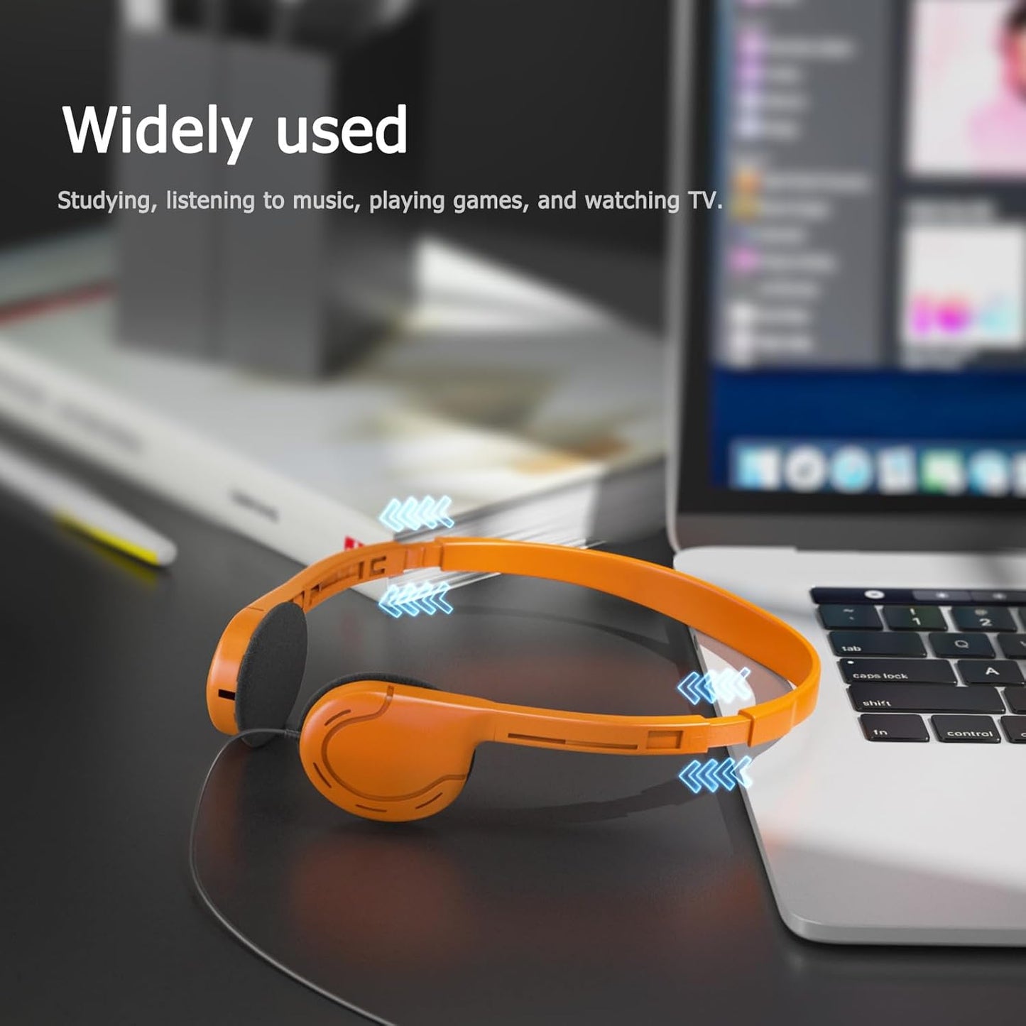 3 Pack 3.5mm 4ft 3 Bulk Headphones for School, Classroom, Students - On Ear with Jack, Tangle Free Cable, Colors