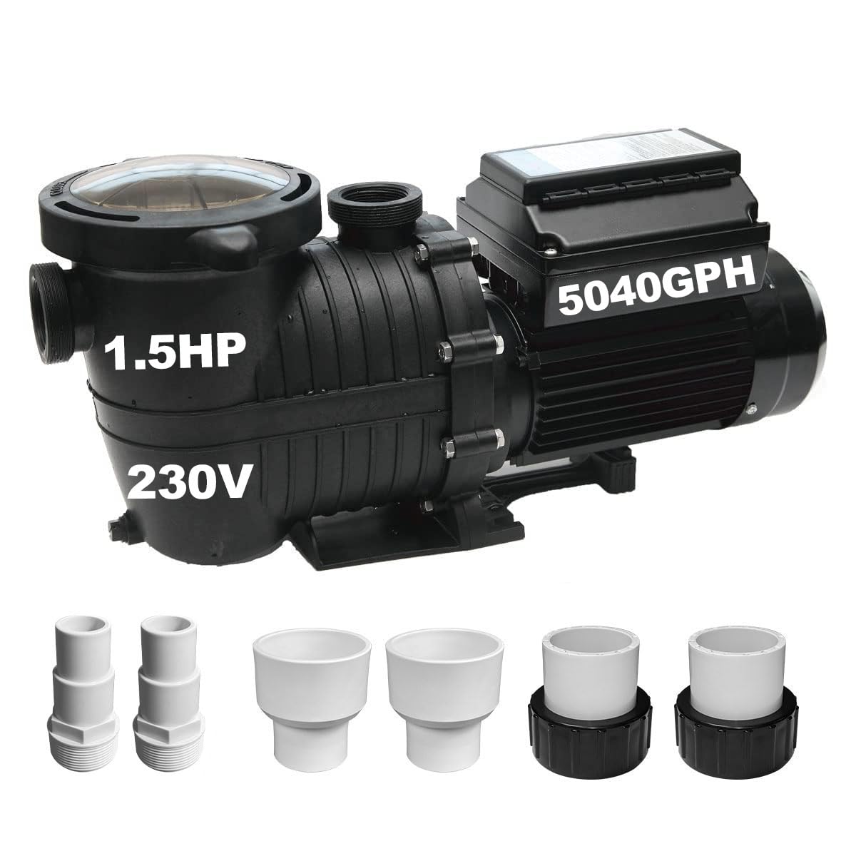 Pool Pump, 1.5HP CEC&DoE-Compliant 230v 5040GPH Variable Speed Energy Efficient Pool Water Filter Pump, In/Above Ground Self-priming with 2" & 1.5" NPT Unions