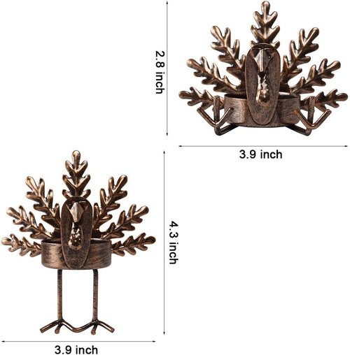 FORUP Metal Turkey Tea Light Candle Holders - 6 Pack for Thanksgiving Home Decor