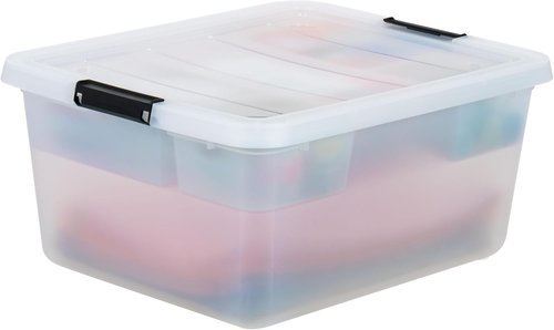 IRIS USA 18 QT Clear Storage Organizer - Stackable Plastic Box with Removable Dividers for Crafts, Tools & Office