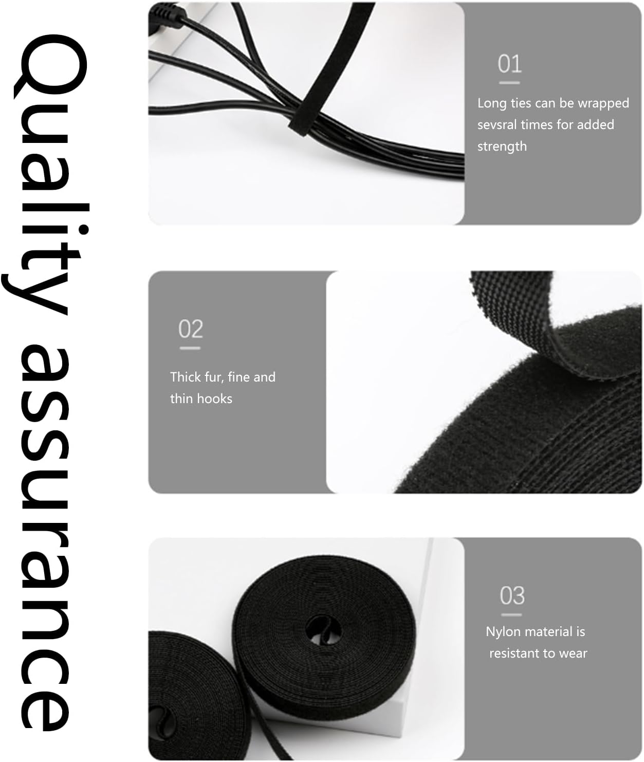 (2/5 9.8 1 TENOC Reusable Hook and Loop Cable Tie Tool, Adjustable Cable Organizer Tape Cord Wrap for Home, Office