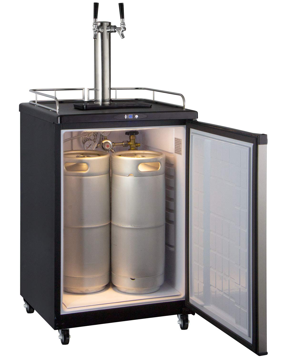 Kegco Keg Dispenser, 2 Faucet, Stainless Steel