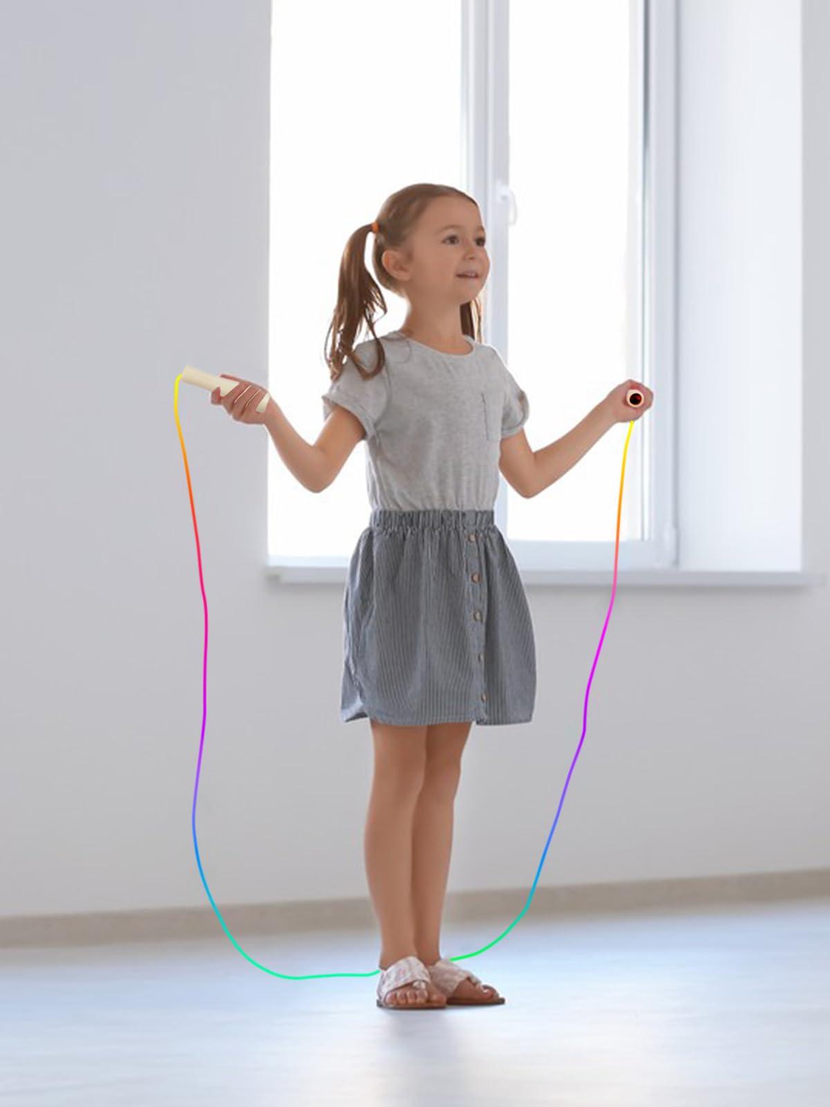 Lorvain Jump Rope for Fitness, 2 Pcs Jump Rope for Adults, Skipping Rope with Wooden Handle, Cotton Braided Outdoor Fun Activity Jumping Rope for Exercise Fitness, Crossfit, Gym, Training