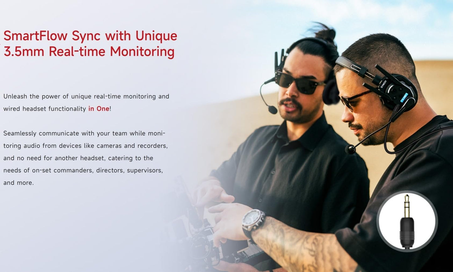 SYNCO XTALK XMax2 Wireless Intercom Headset System 2.4GHz 1640 feet 500 Meters Dual-Ear Team Communication Headset for Live Show Stage Performance Movie Shoot