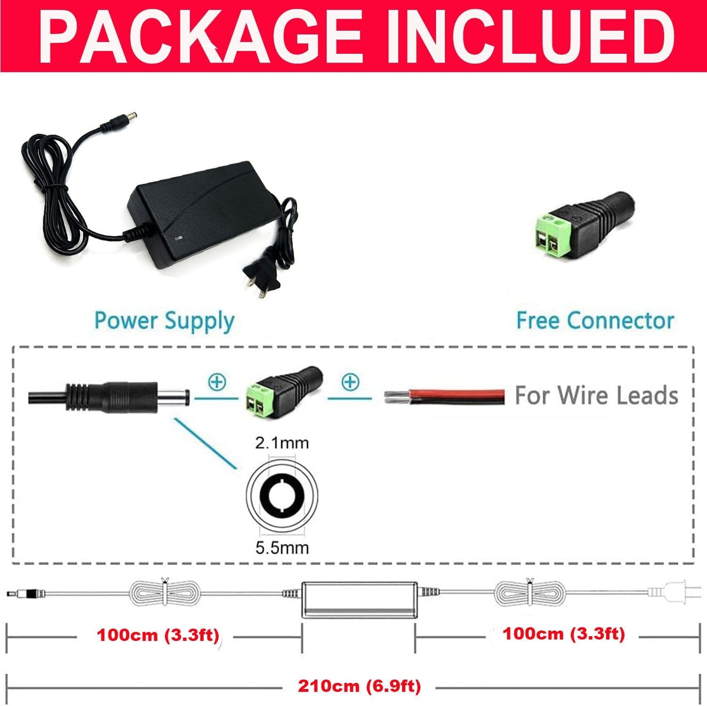 HAASHADA 24V 100-240V 24V 12A 288 Power Supply, Power Transformers, AC to DC Power Supply LED Adapter, Watt Max