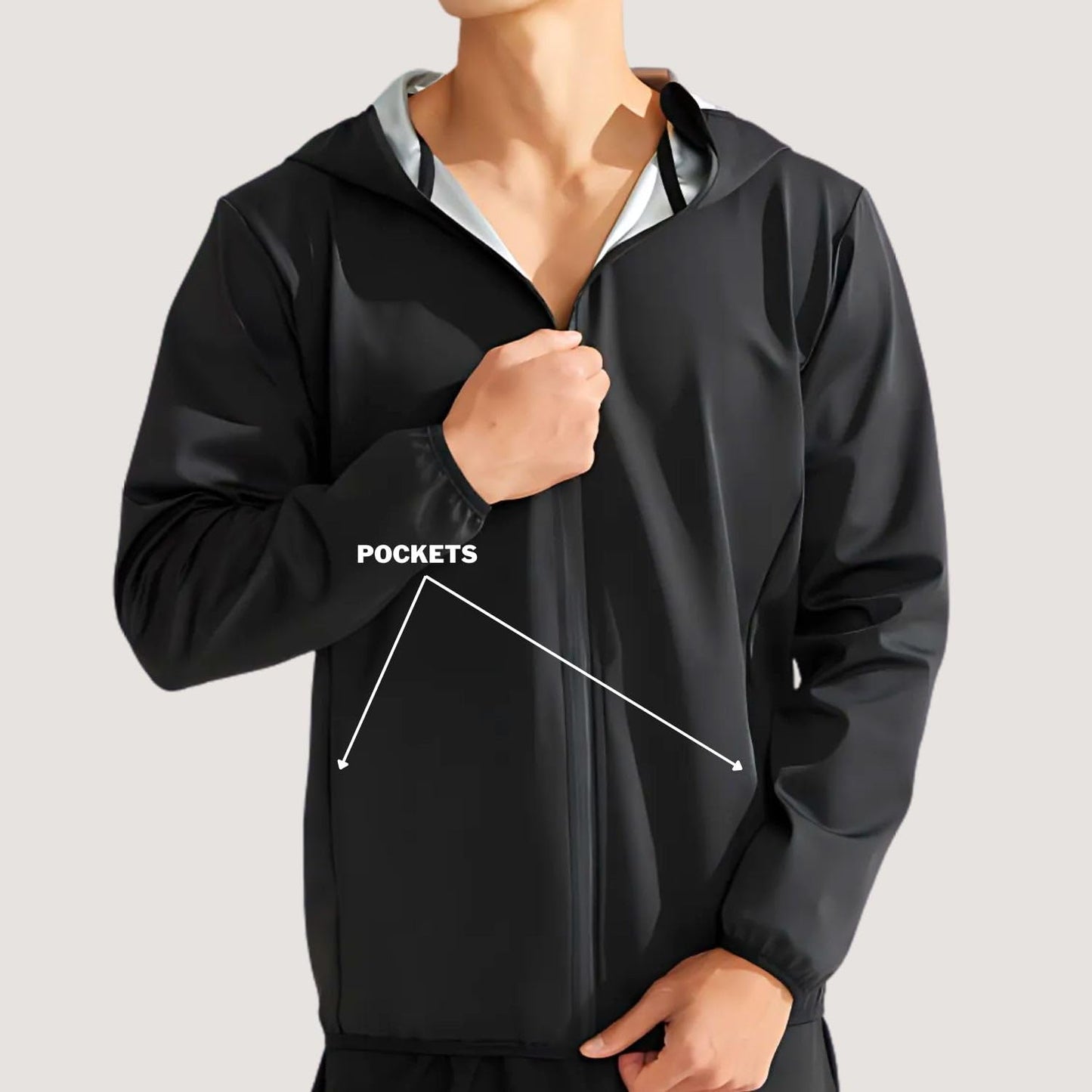Sauna Jacket Top Sweat Suit Shirt Hoodie Workout Exercise Men