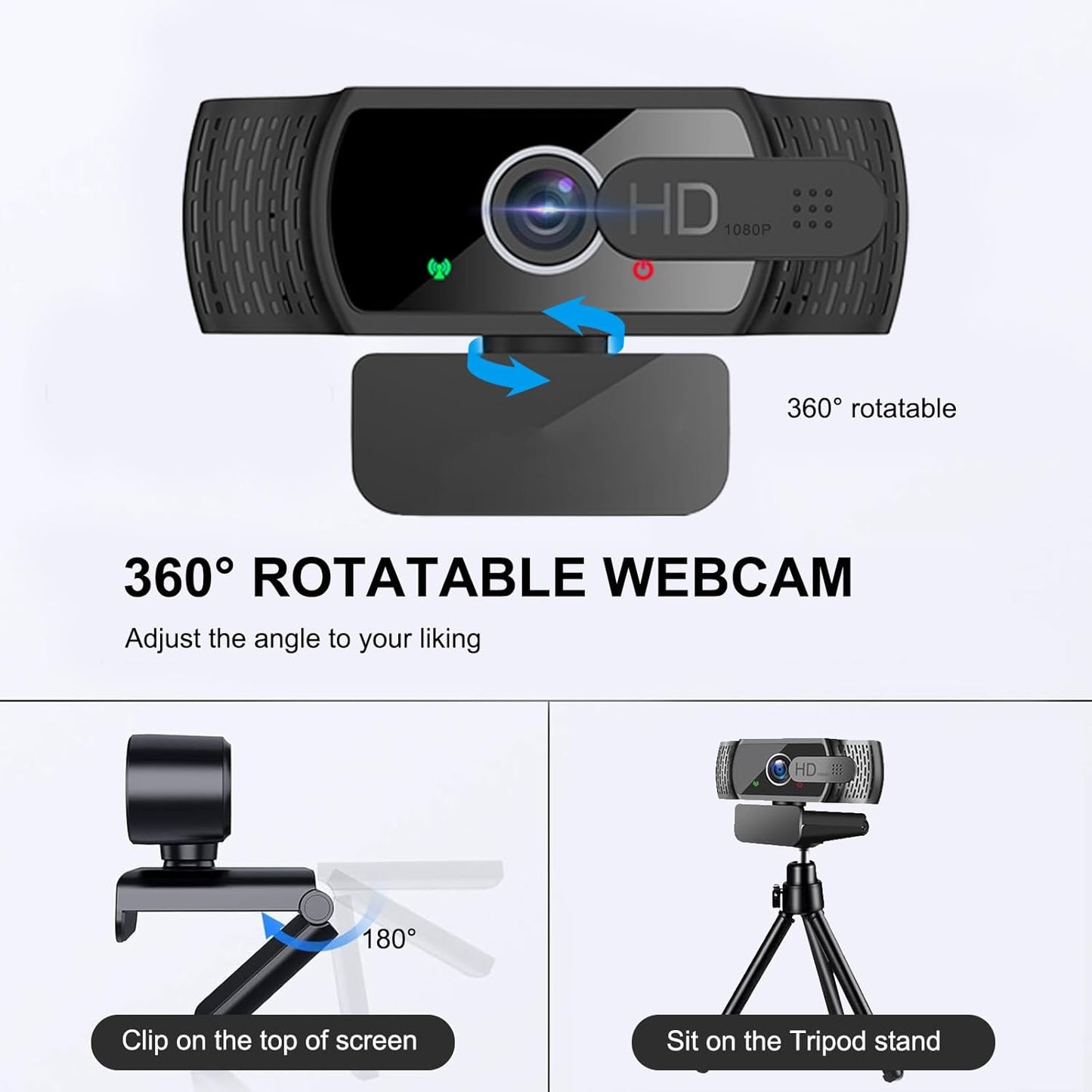 skybess 1080P 110 HD Webcam, Live Stream Web Camera with Microphone and Privacy Cover - View USB Webcam for PC Zoom