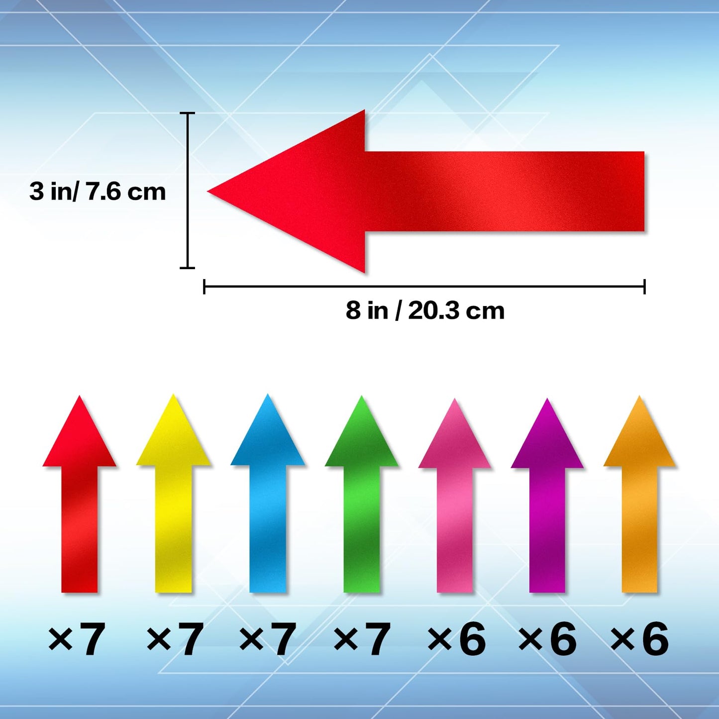 MoShining 8 Inch Arrow Sticker 46 Pack, Adhesive Directional Sign Arrow Floor Decal Multicolor Waterproof Stickers Marking Arrows Safe Road Instructions Sticker for Floor Wall Applications