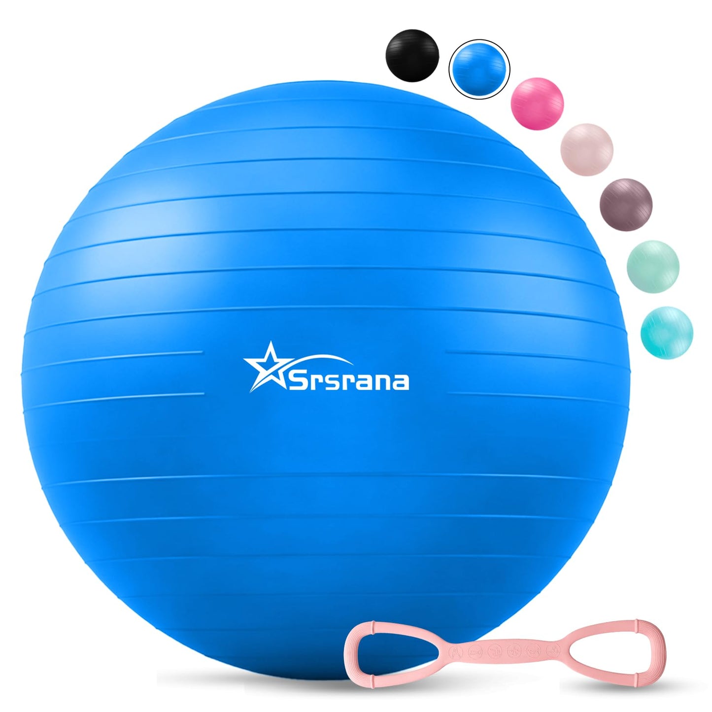 Srsrana Exercise Ball - Anti-Burst Yoga Ball for Pilates, Pregnancy & Core Stability - Ergonomic Office Desk Ball Chair & Physical Therapy Equipment, Quick Pump Included
