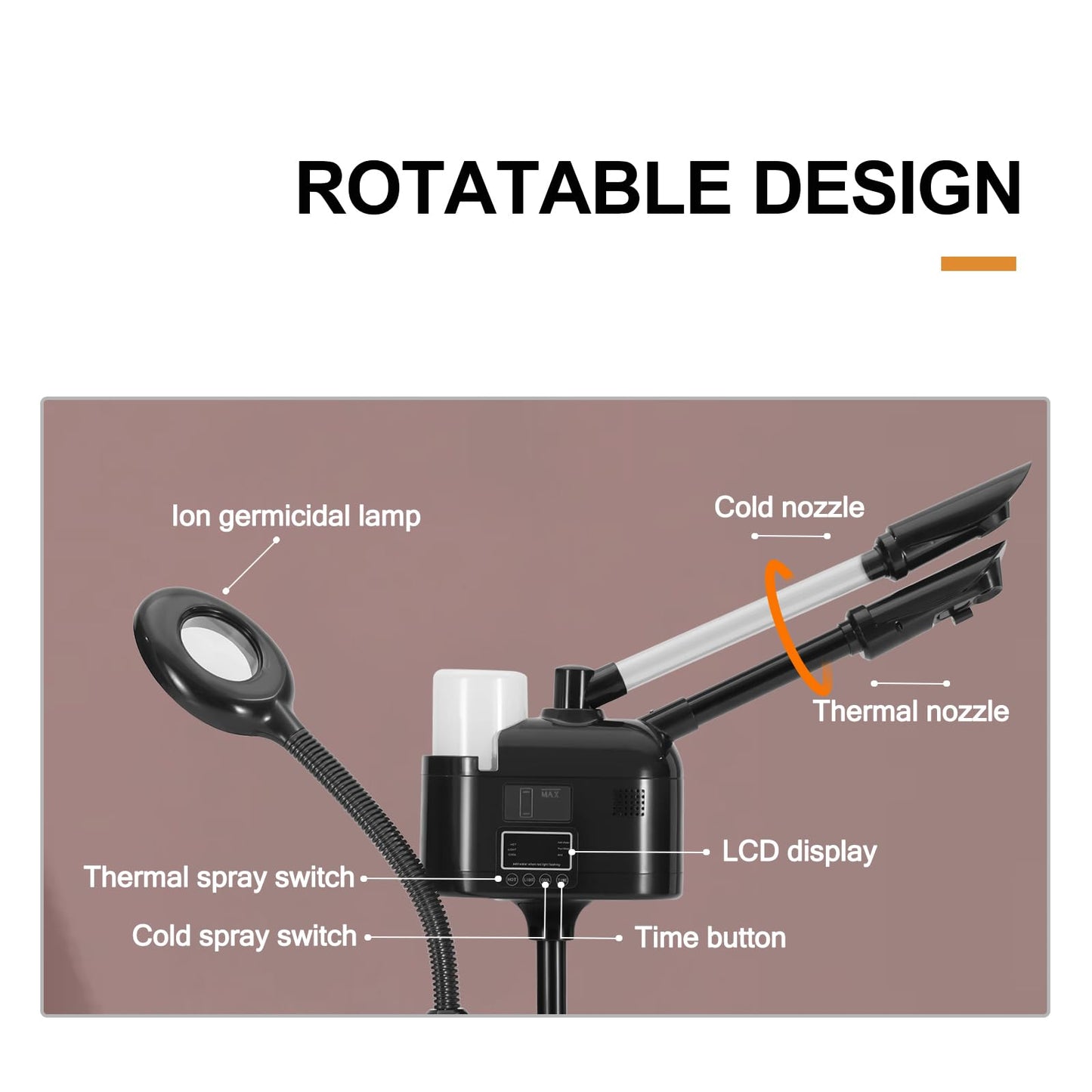Artist hand Facial Steamer Professional 3 in 1 Hot and Cold Facial Steamer with 5X LED Magnifying Lamp, Esthetician Facel Steamer Fast Heating for Beauty Salon Spa Home Use, Black
