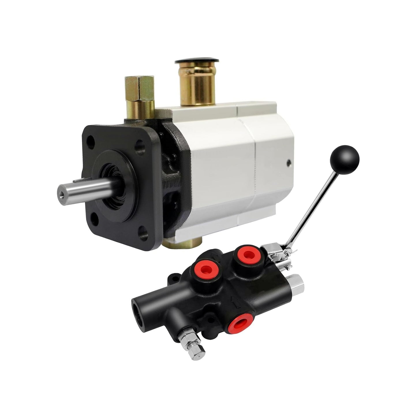 Mixizap Hydraulic Log Splitter Kit 16GPM, 2 Stage HI/LO Gear Pump with 25GPM Auto Control Detent Valve, 1/2" Work Port & 1/8" Keyed Shaft