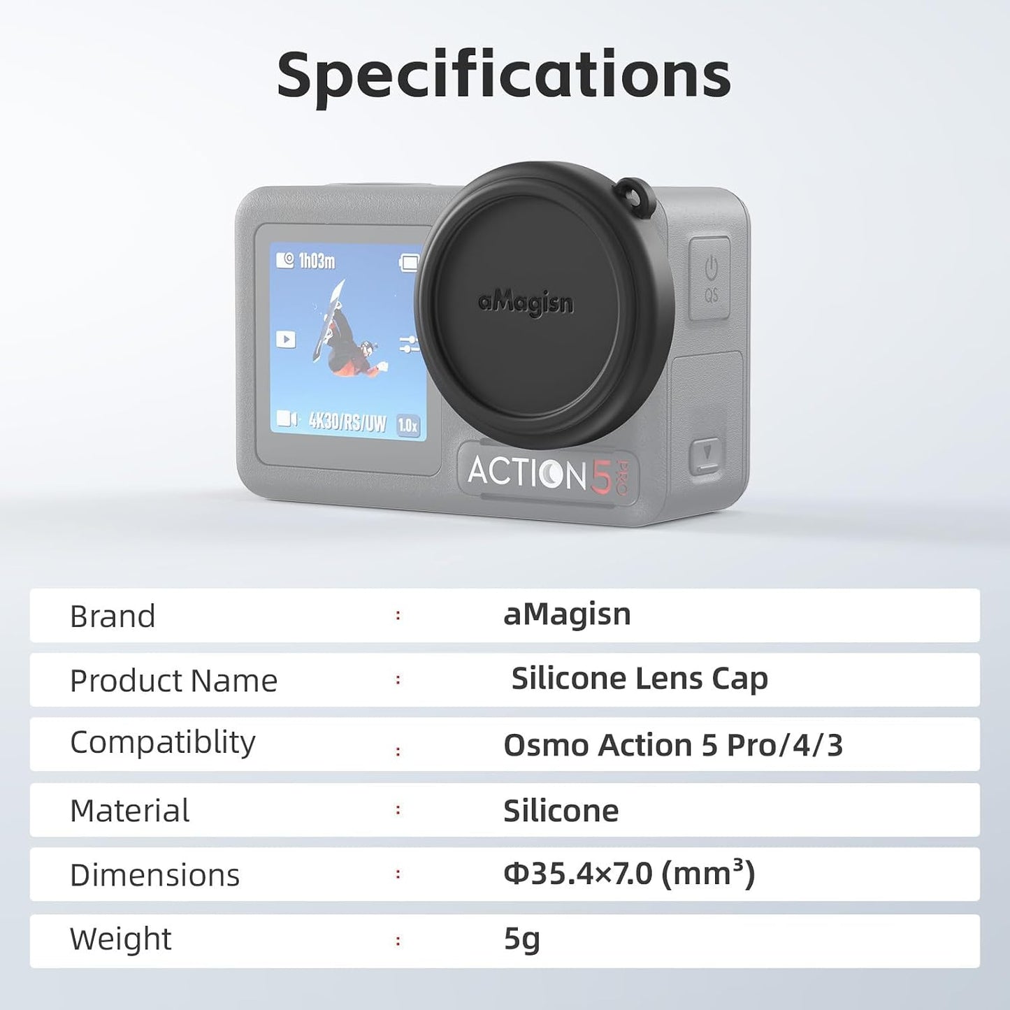 MoriEnzi 5 aMagisn for DJI OSMO Action Pro Silicone Lens Cover and Lens Protection Cover Accessories Action Camera
