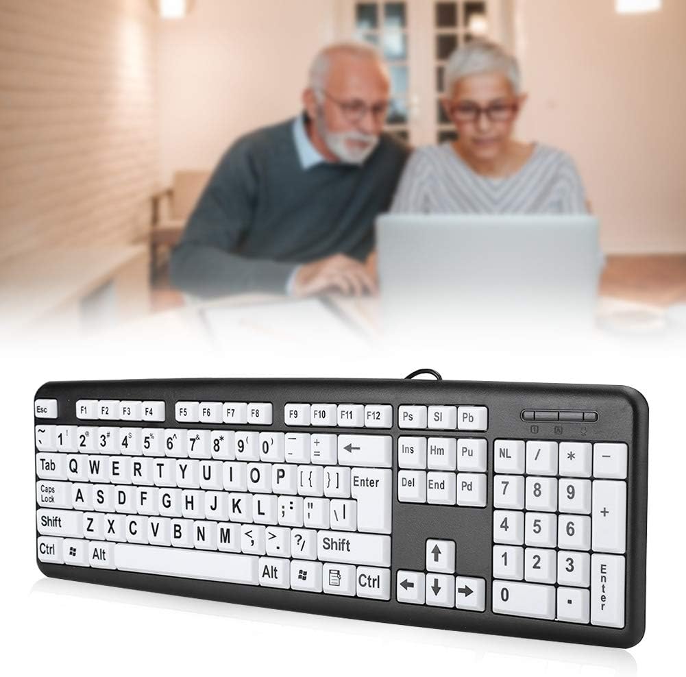 Kafuty-1 Large Print Computer Keyboard Wired Large Letter Key Keyboard USB Low Vision Keyboard with Oversized Print