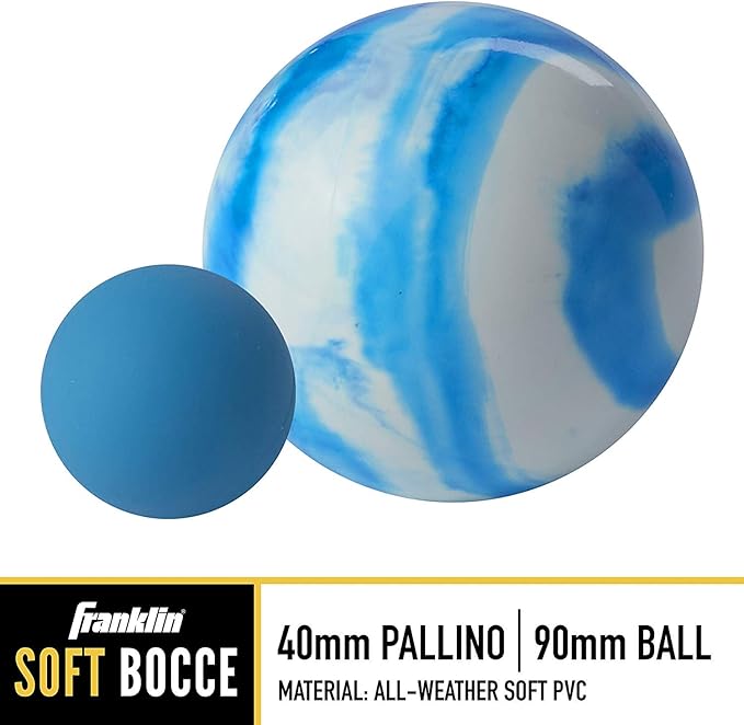 Franklin Sports Bocce Ball Set — 8 All Weather Bocce Balls and 1 Pallino — Beach, Backyard Lawn or Outdoor Party Game — Professional, American, and Starter Set Options