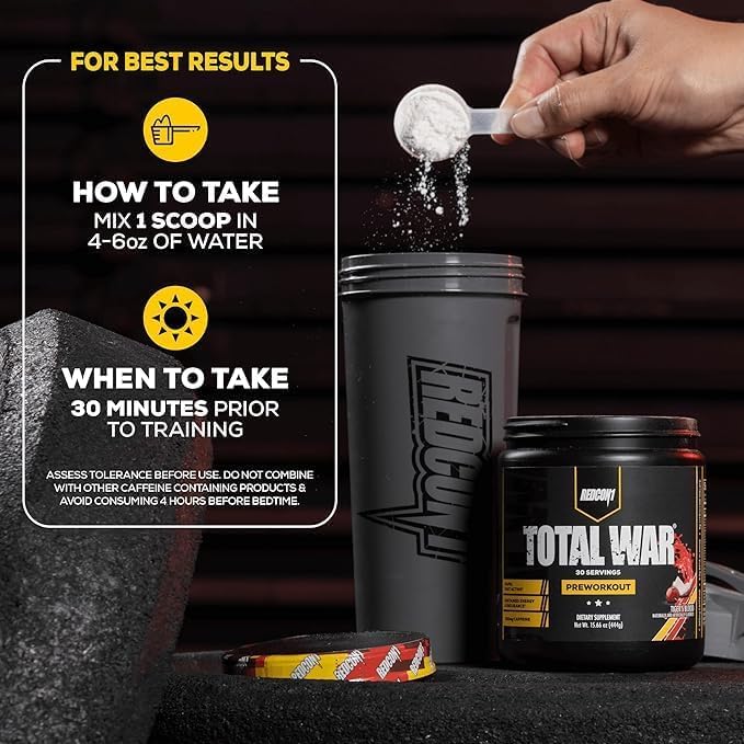 REDCON1 Total War Pre Workout, Orange Crush - Contains 320mg of Caffeine from Green Tea, Juniper & Beta Alanine - Pre Work Out with Amino Acids to Increase Pump, Energy + Endurance (30 Servings)