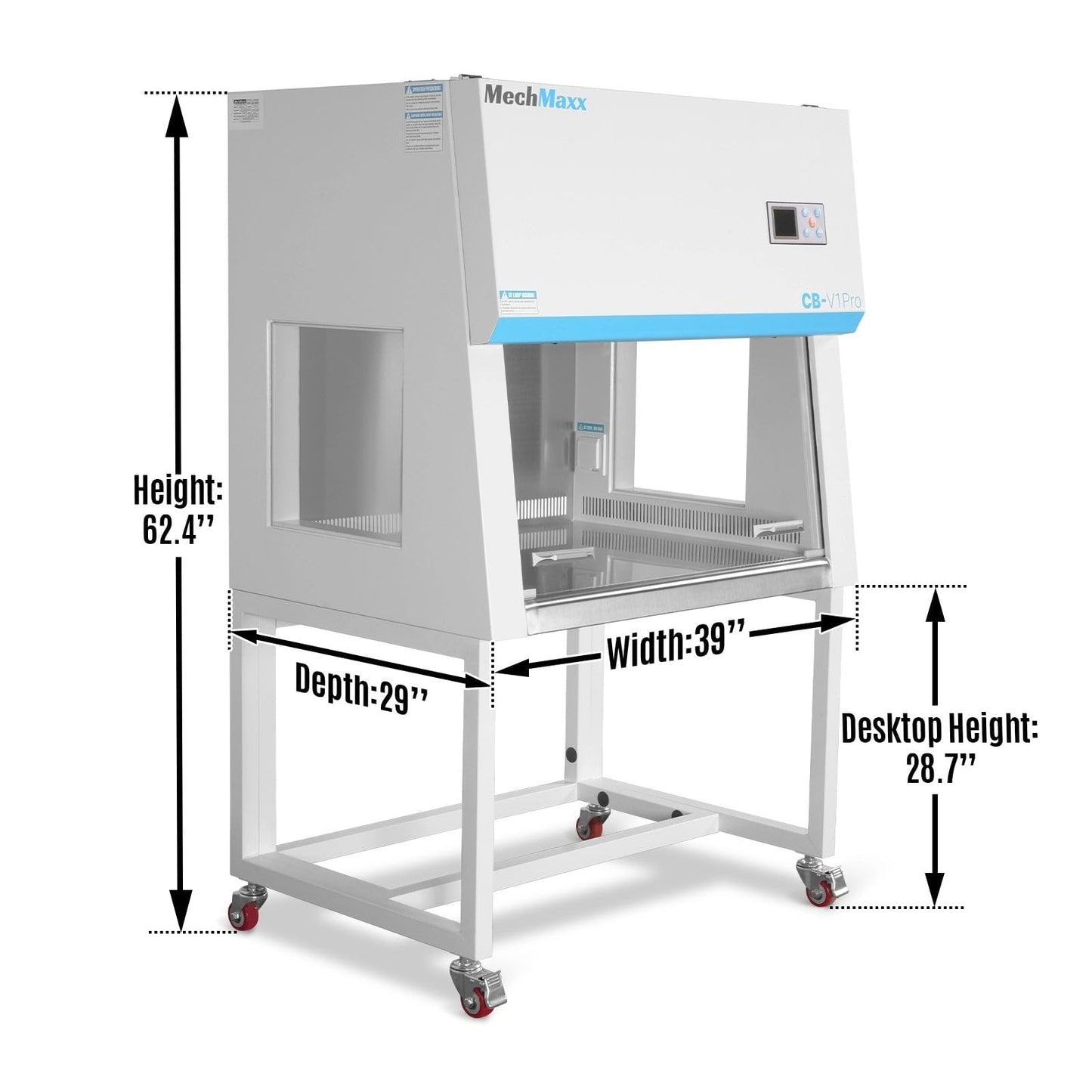 MechMaxx 39″ Wide CB-V1Pro Vertical Laminar Flow Clean Bench with HEPA Filtration & UV Sterilization | ISO Class 5, CB-V1Pro
