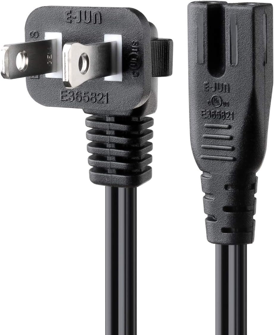 VSEER 2 90 18AWG SPT2 1-15P IEC320 C7 8 2-Slot (6 Prong Degree Angled Power Cord - NEMA to Figure Connector AC