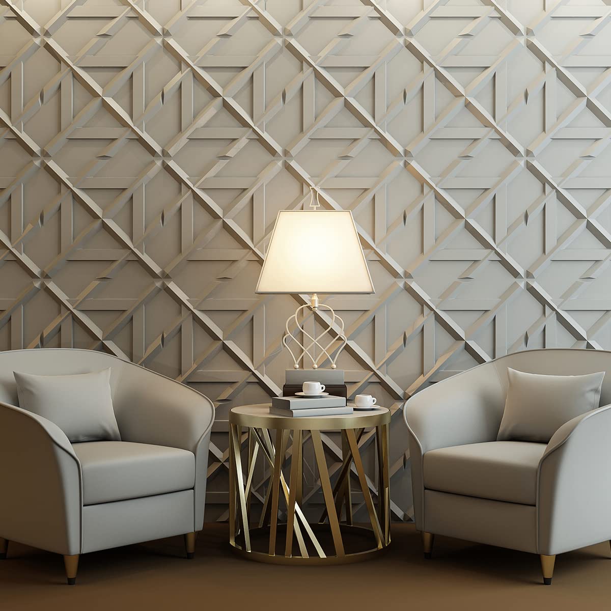 Art3d PVC 3D Wall Panel, Decorative Wall Tile in White 12-Pack 19.7"x19.7"