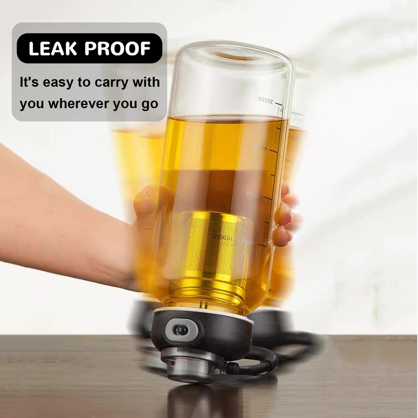 wangsdjy 34oz Glass Water Bottle with capacity Mark & Stainless Steel Tea Strainer-Large Capacity for Hot/Cold Drinks,Coffee,Tea,and Water-Includes Protective Sleeve,Perfect for Home,Office (34oz2PCS)