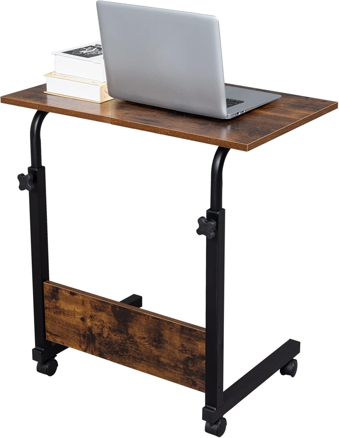 23.62 15.74 27.16-37.79 Mobile Side Table, Mobile Laptop Desk Cart, Adjustable Over Bed Table with Wheels for Sofa