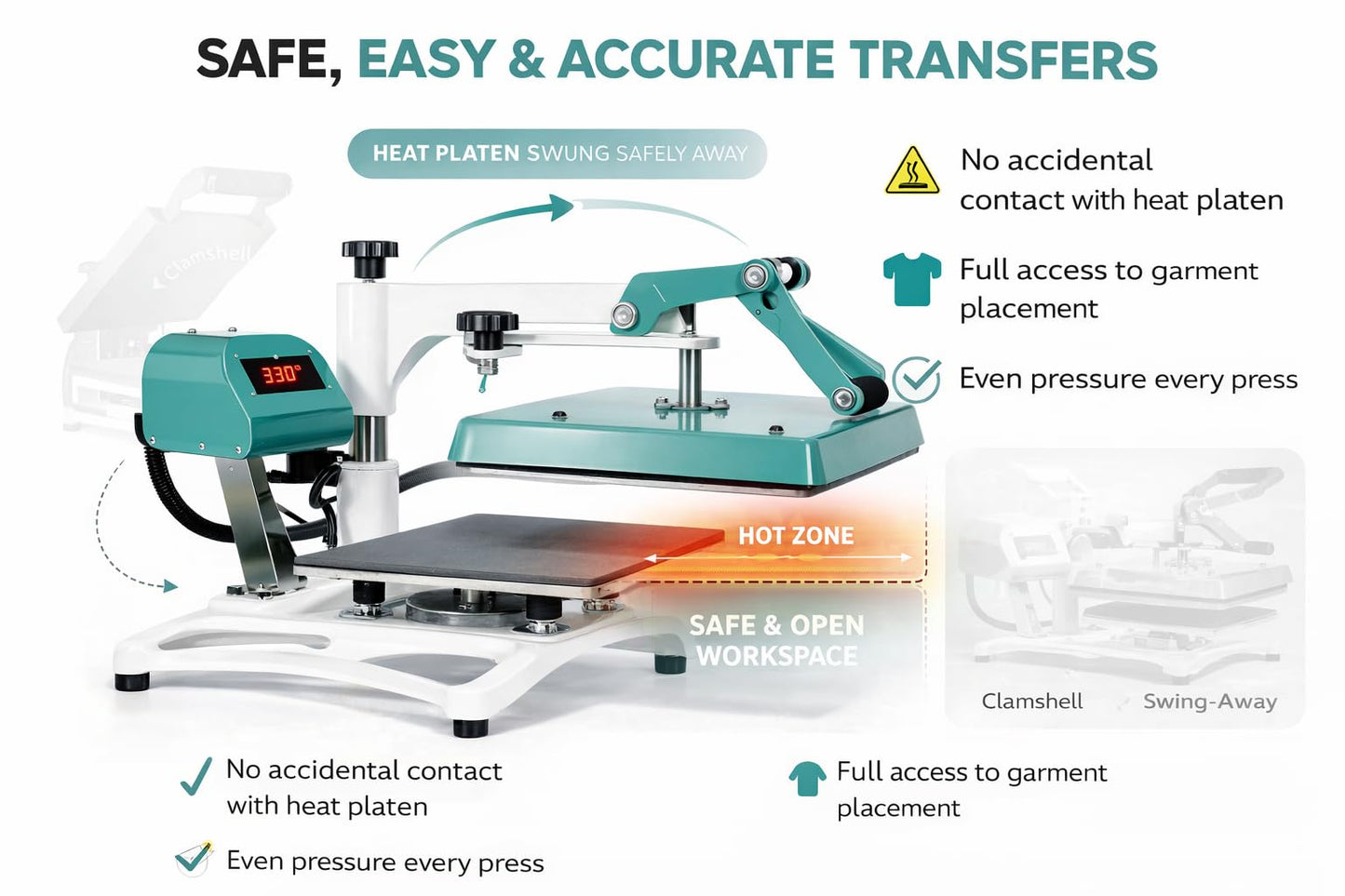 Stahls' A2Z Swing Away Heat Press 15"x15": Versatile Precision for Your Crafting Needs. Effortlessly Achieve Professional Transfers on a Wide Range of Materials!