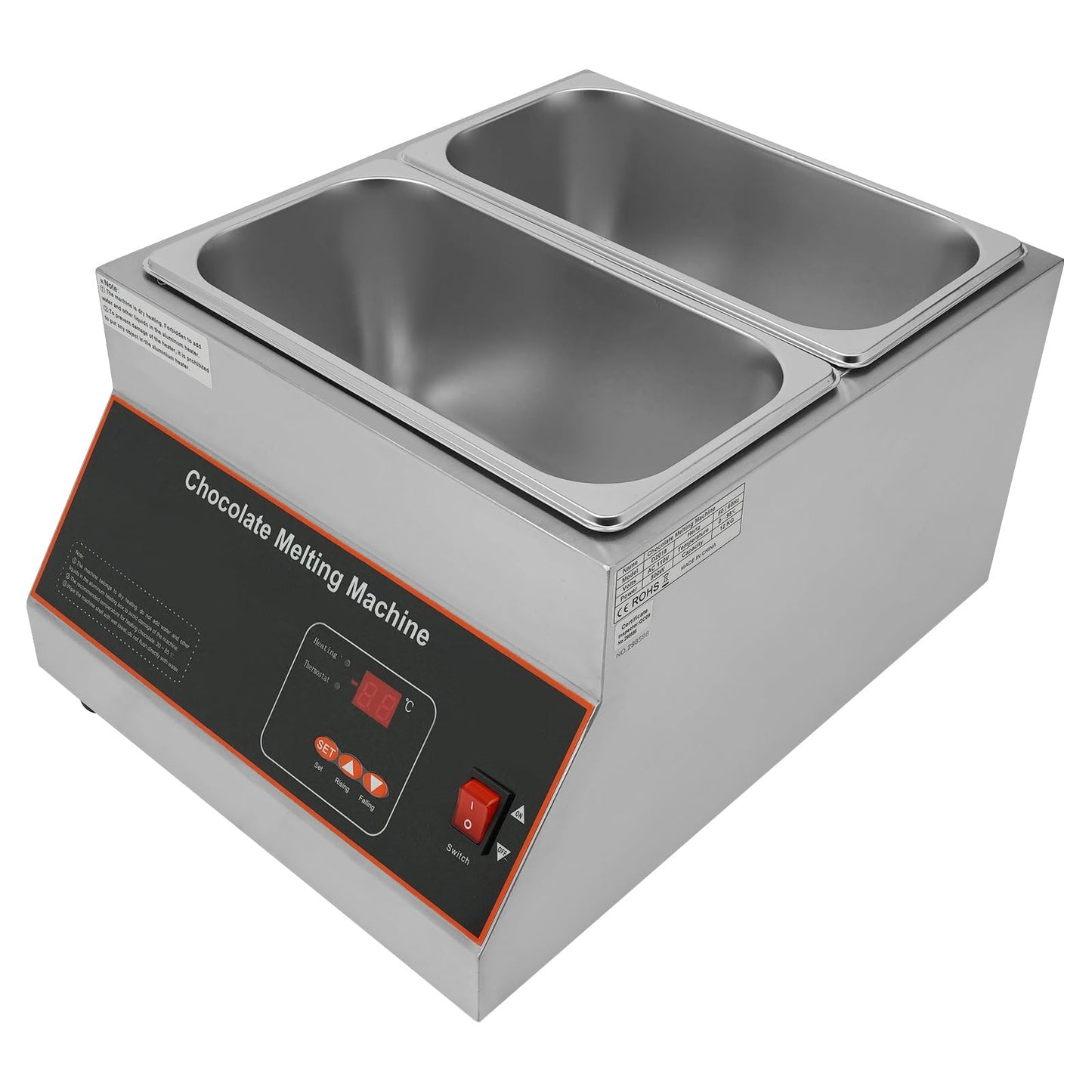 Chocolate Melting Machine, 500W Electric Chocolate Melter, 26.46 Lbs Capacity Chocolate-melting Pot with Adjustable Temperature for Hotels Restaurants BakeriesCoffee Shops