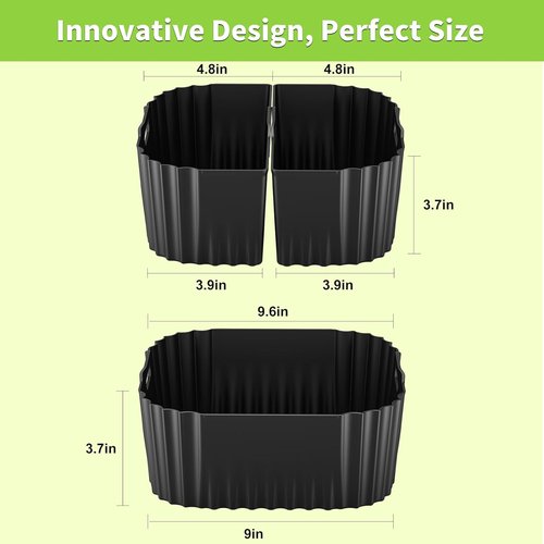 Chefman Air Fryer Silicone Liners - Reusable 3-Pack Baking Accessories for 8QT to 10QT Air Fryers